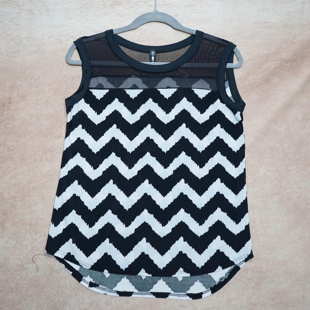 Hot Ginger Chevron Mesh Tank Top Medium Y2K